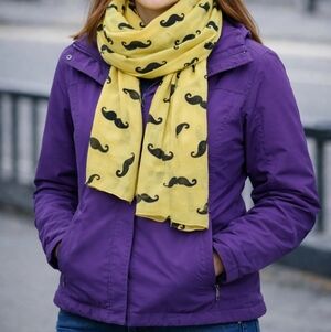 🩷 Funky Yellow Mustache Print Scarf